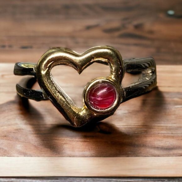 Vintage 14k Gold Electroplated Heart Ring size 9 Silver - Picture 2 of 7